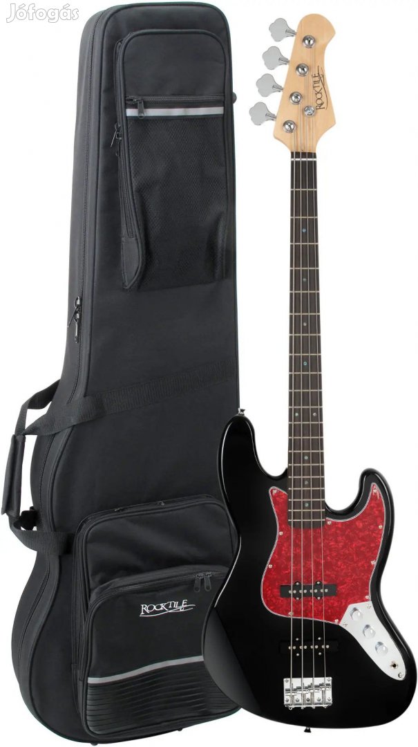 Rocktile Pro JB-30BK 70-es évek Deluxe E-Basszusgitár Fekete Készlet,