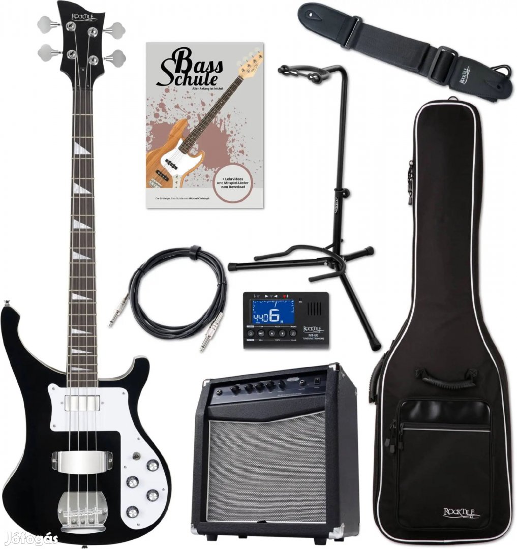 Rocktile Pro RB-400B Blackbird Elektromos Basszusgitár Szuper Készlet