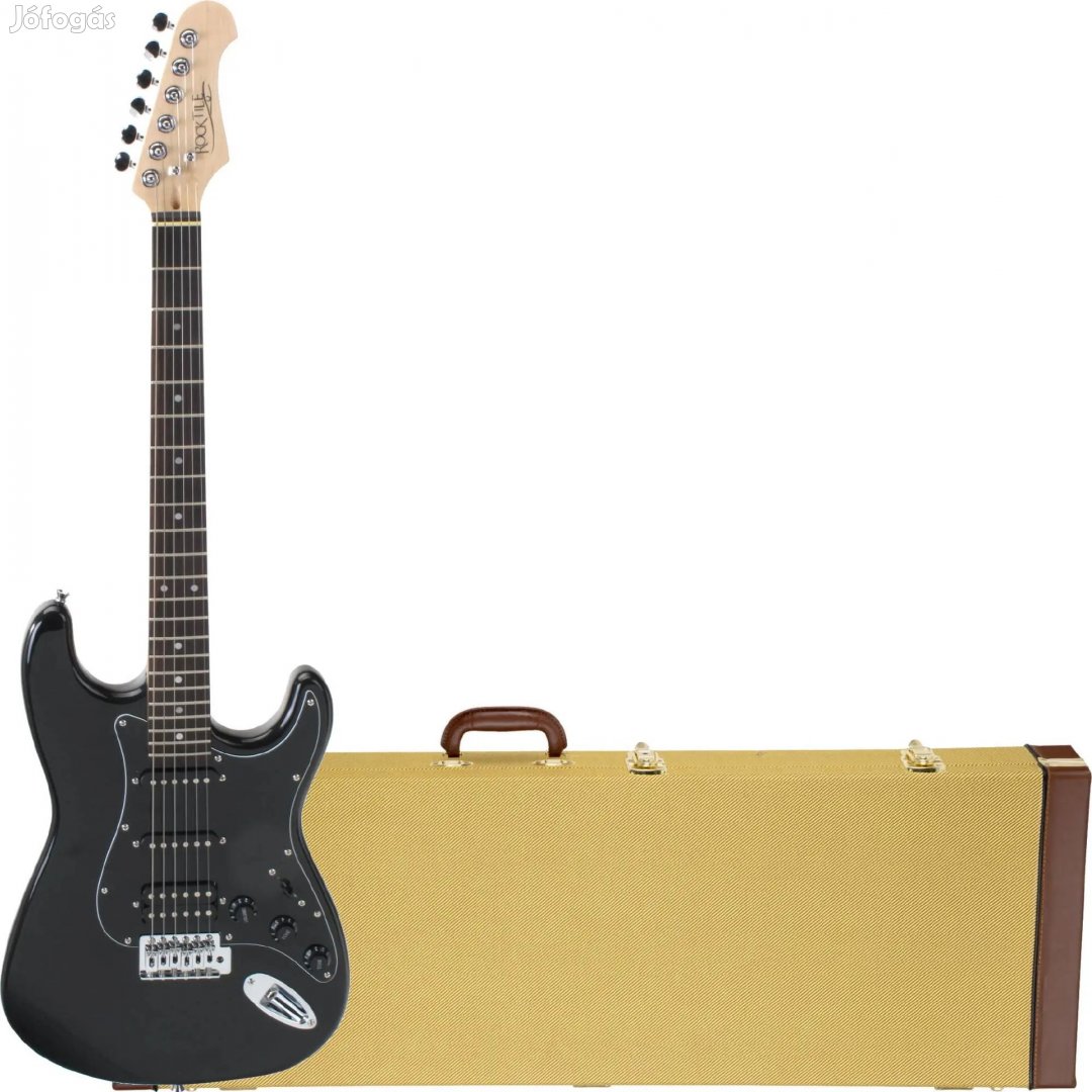 Rocktile Pro ST60-BK elektromos gitár All Black hardcase szett