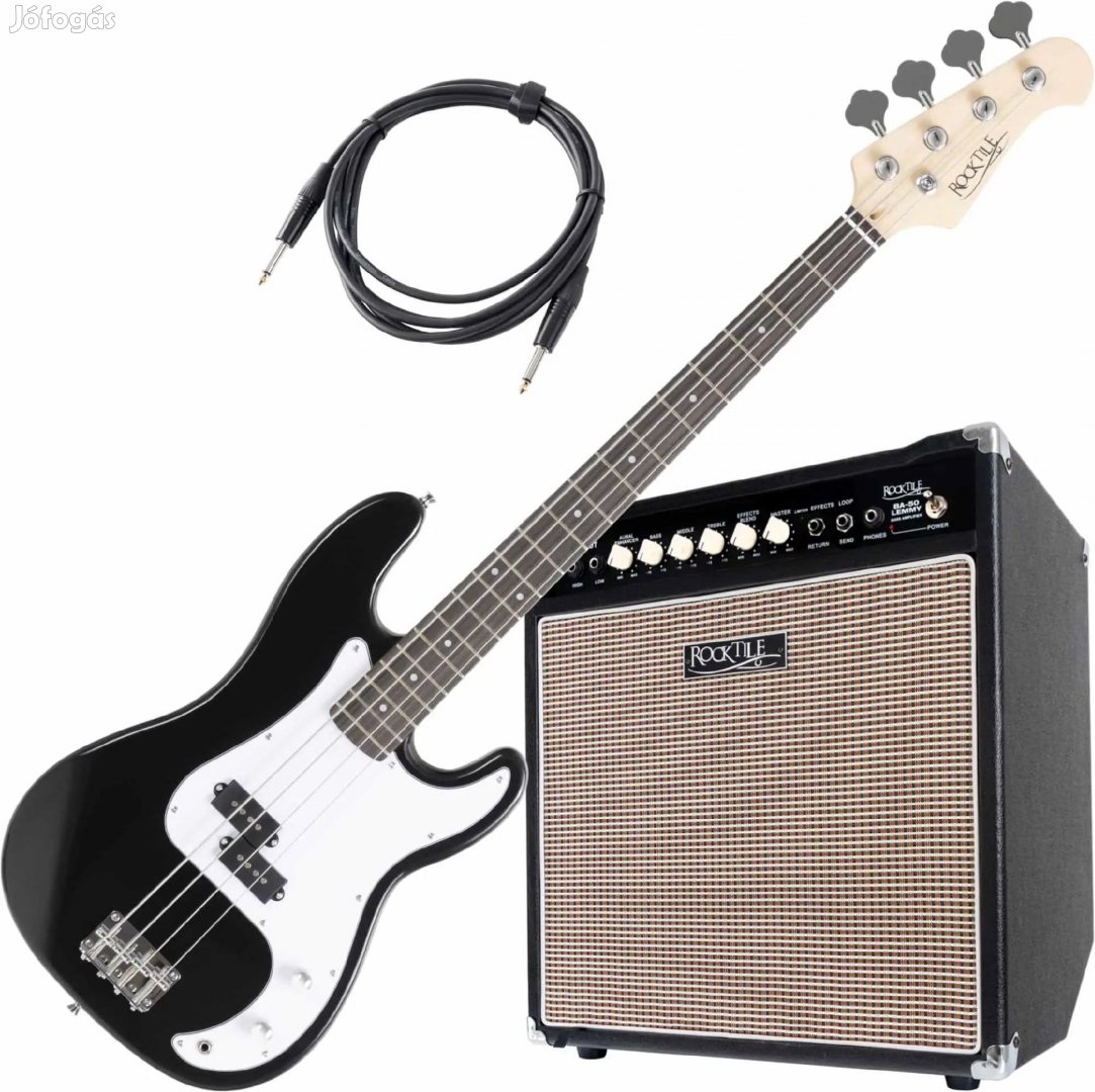 Rocktile Puncher E-Basszusgitár Fekete Lemmy Készlet