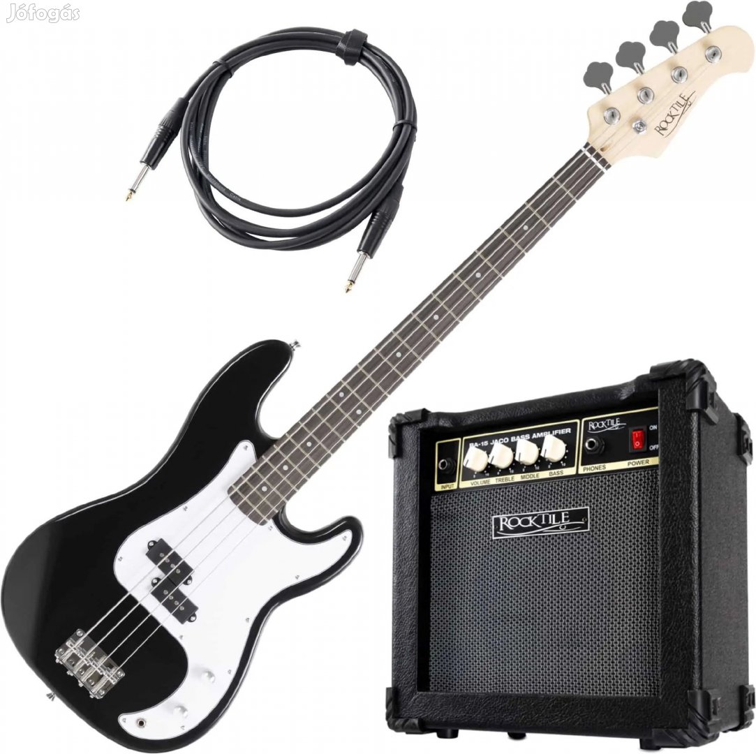 Rocktile Puncher Elektromos Basszusgitár Fekete Jaco Készlet
