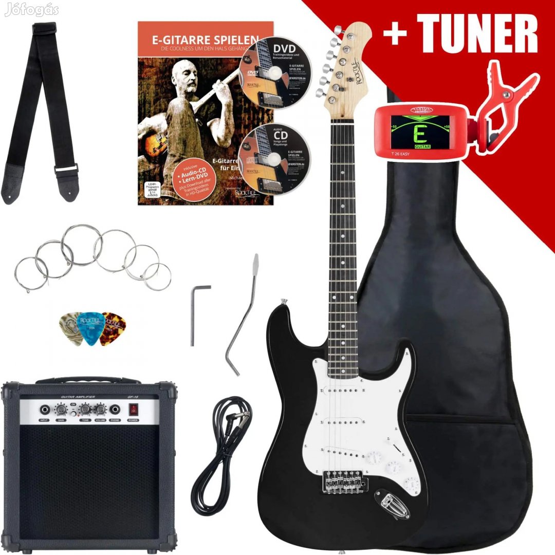 Rocktile ST Csomag Elektromos Gitár Készlet Fekete, tartalmaz