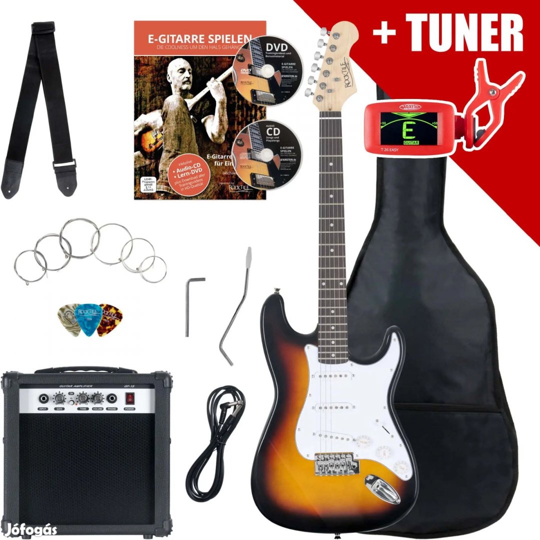 Rocktile ST Csomag Elektromos Gitár Készlet Sunburst, tartalmaz