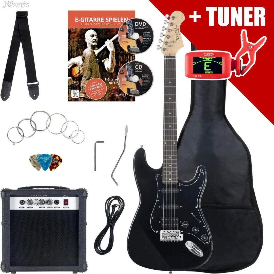 Rocktile ST Pack Elektromos Gitár Készlet Fekete erősítővel, puha
