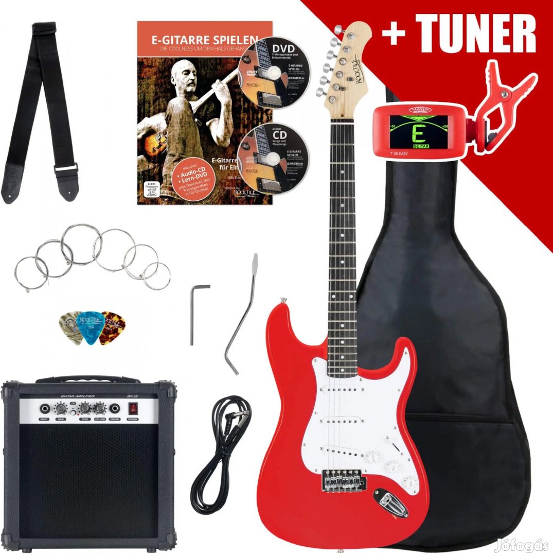 Rocktile ST Pack Elektromos Gitár Készlet Piros erősítővel, puha