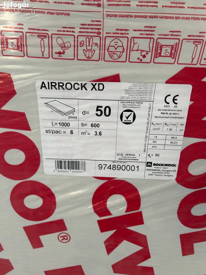 Rockwool Airrock XD 5 cm kőzetgyapot hőszigetelő lemez