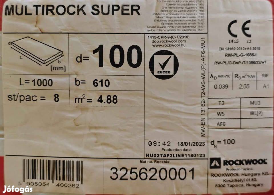 Rockwool Multirock 10cm kőzetgyapot