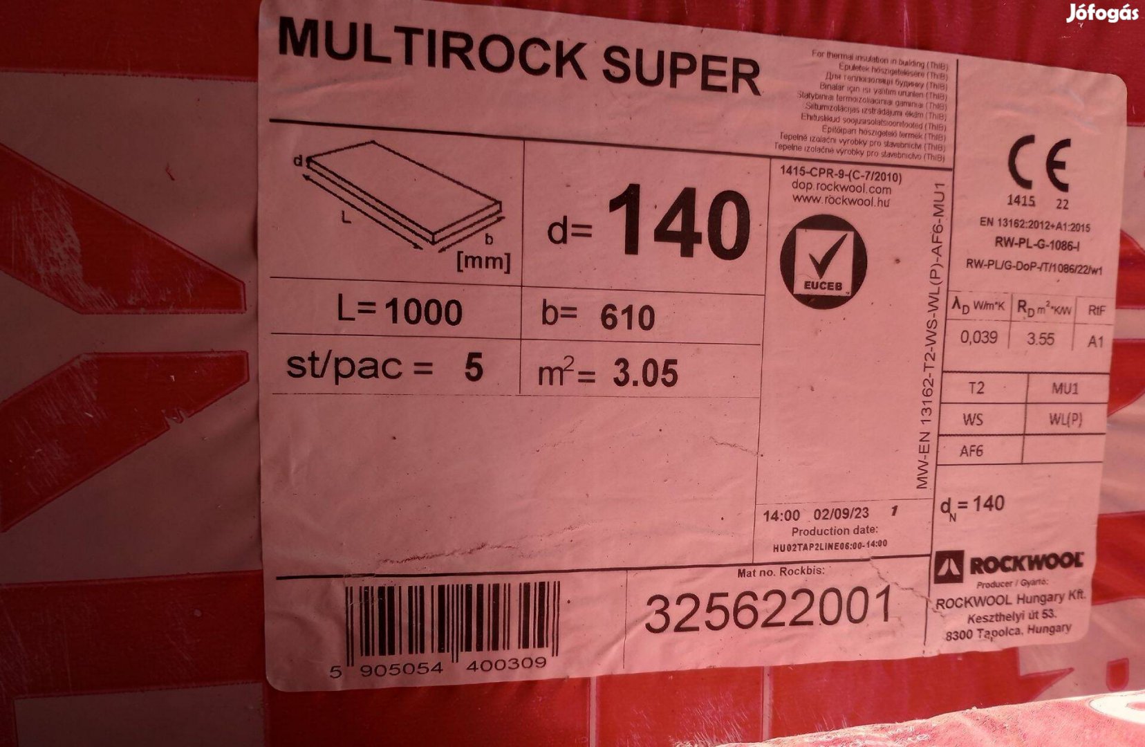 Rockwool Multirock Super kőzetgyapot hőszigetelő lemez 14 cm