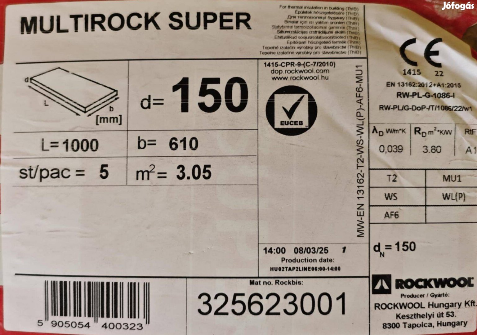 Rockwool Multirock kőzetgyapot 15cm