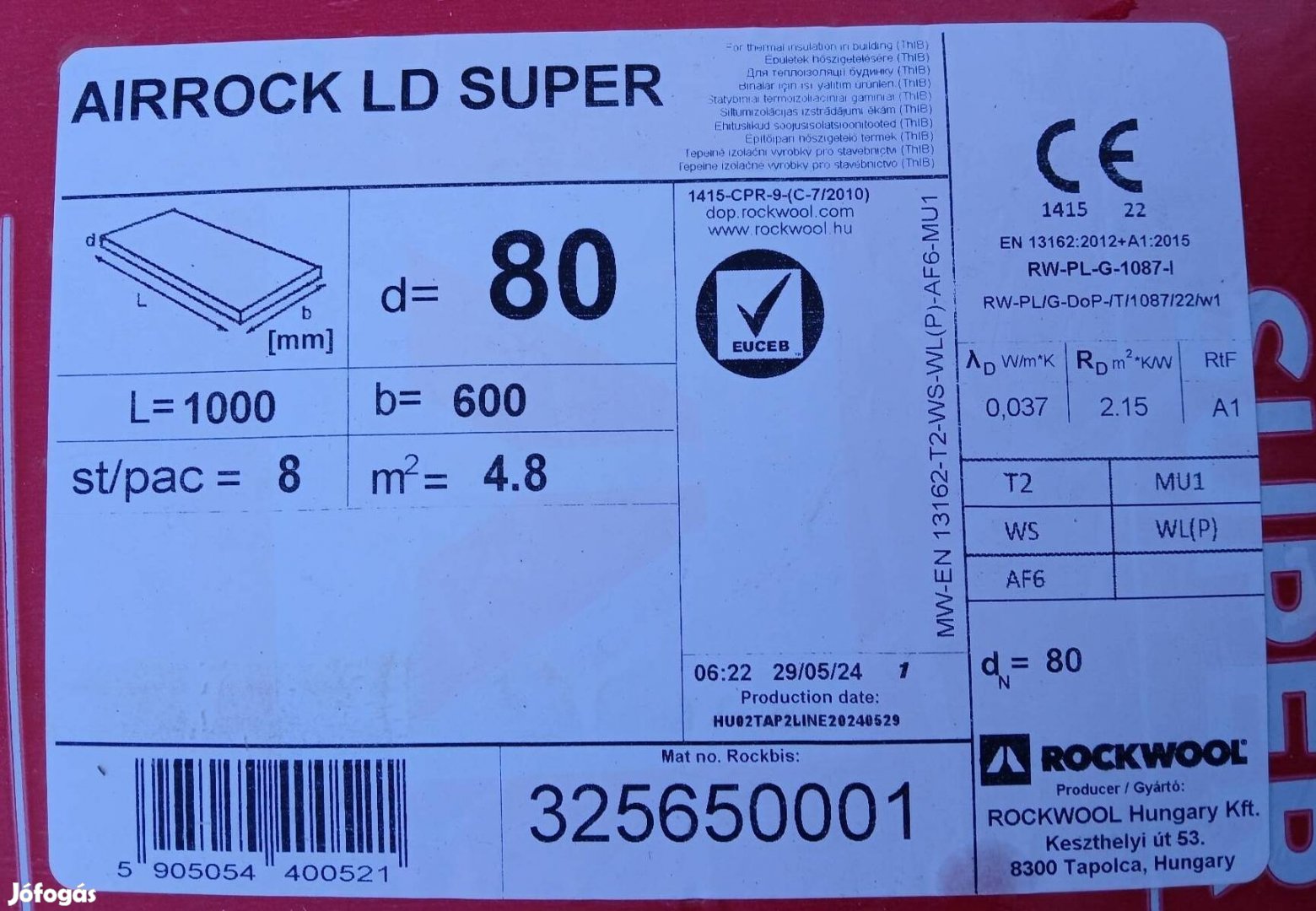 Rockwool kőzetgyapot eladó