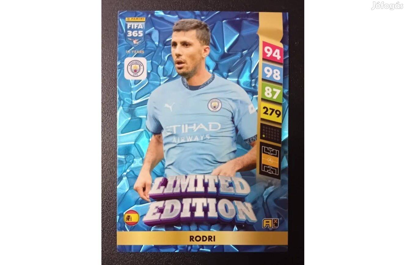 Rodri Manchester City Limited Edition focis kártya Panini FIFA 2025