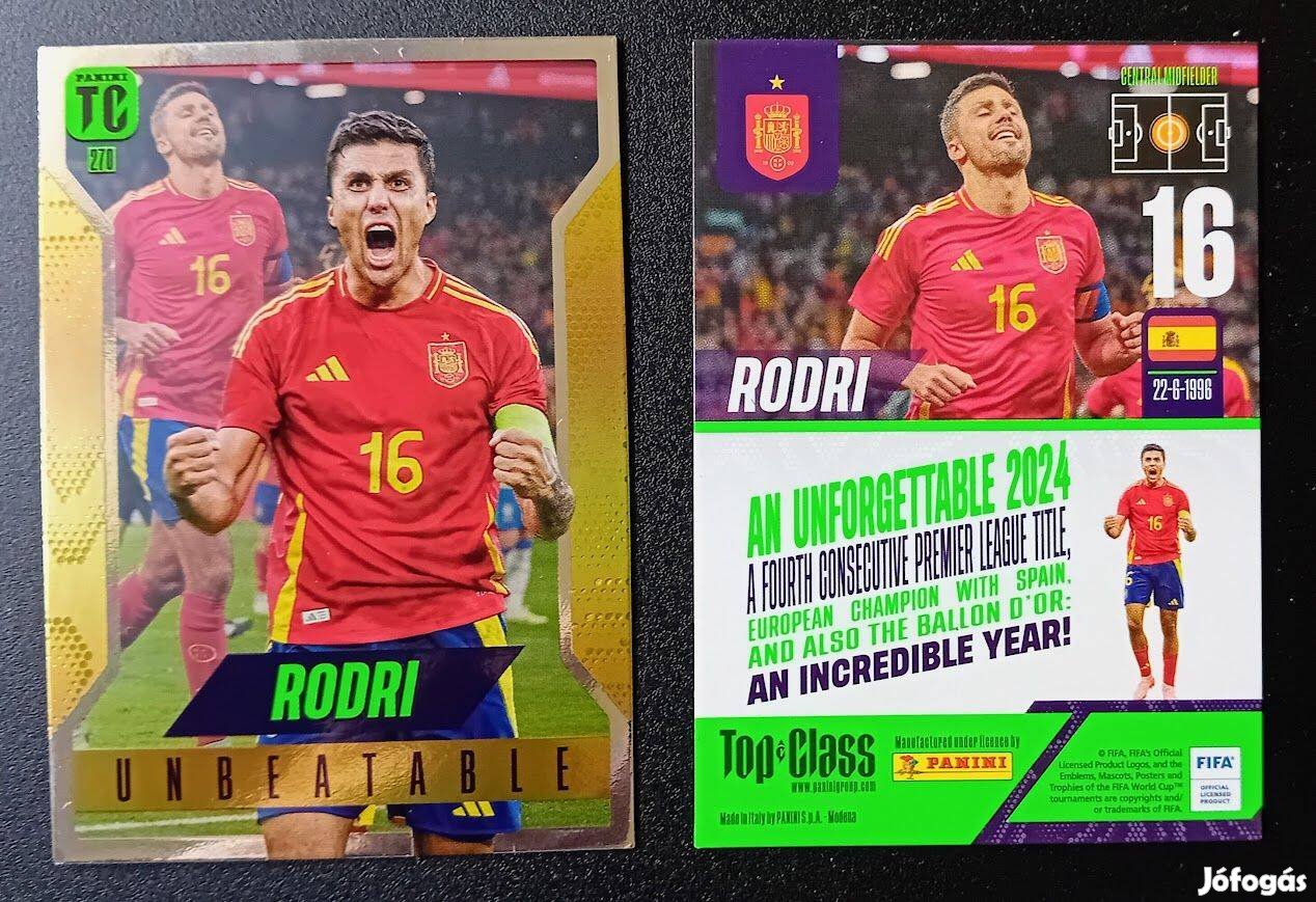 Rodri Spanyolország Unbeatable focis kártya Panini Top