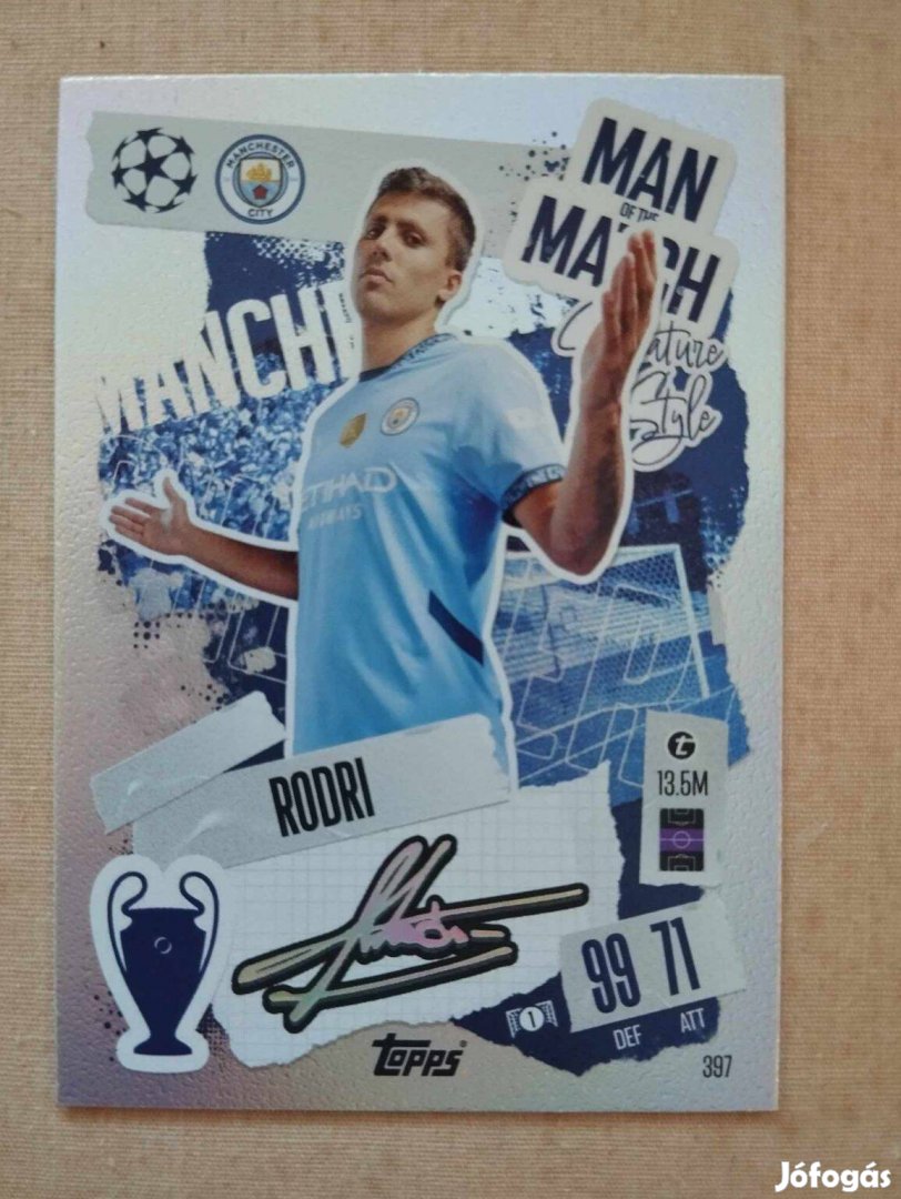 Rodri (Manchester City) Man of the Match BL 2024/25 focis kártya