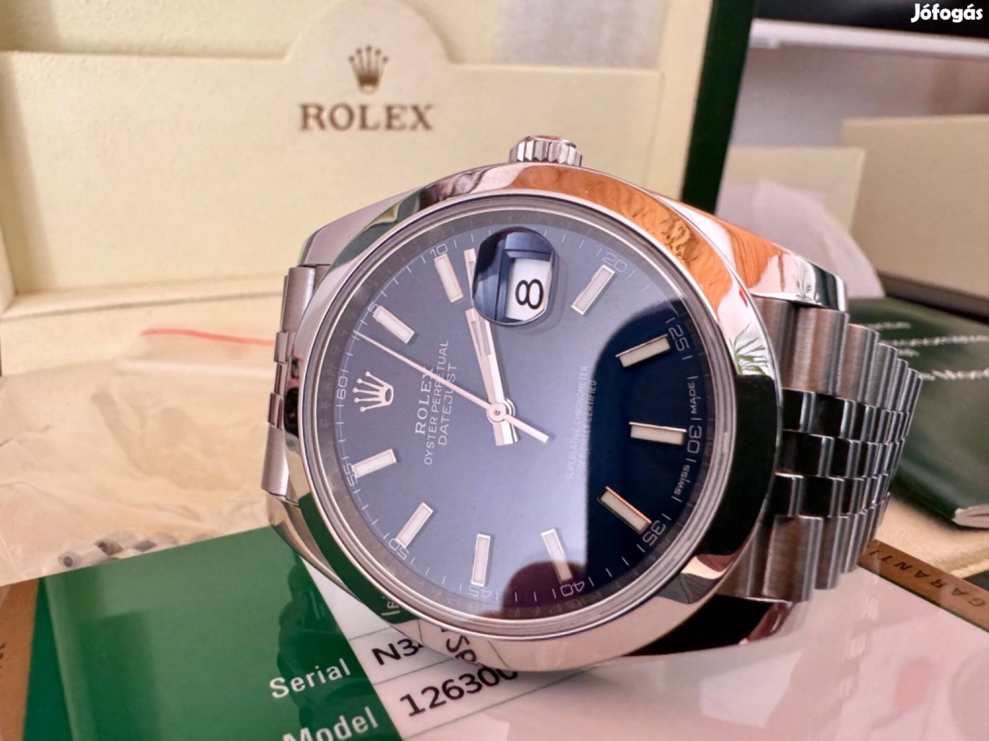 Rolex Datejust 41 mm, kék számlap, jubilee szíj, hibátlan