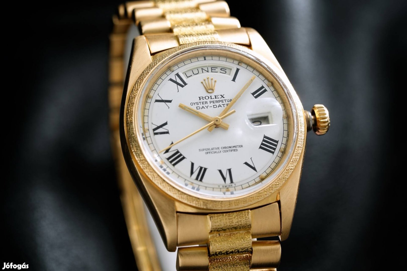 Rolex Day Date 18k arany Morellis finish buckley dial