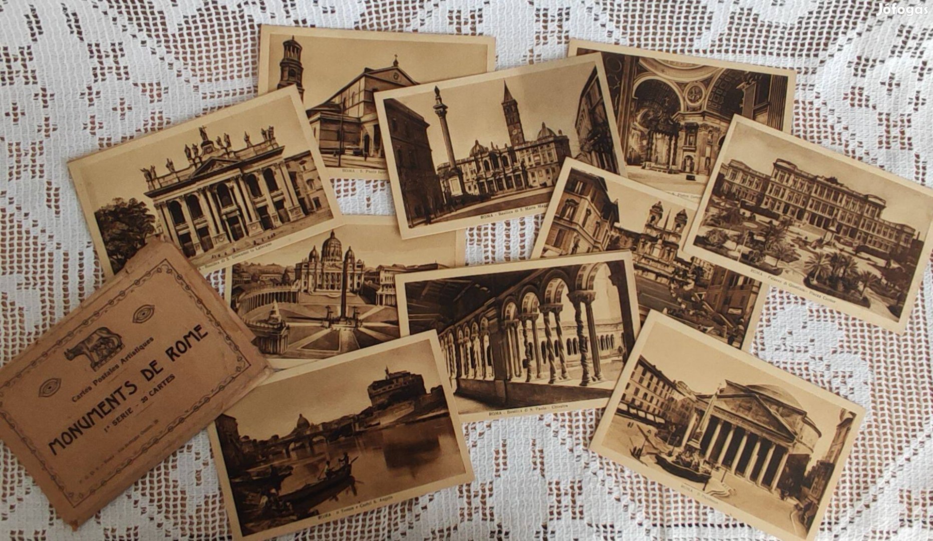 Róma nevezetességei régi képeslapokon, képeslapcsomag 12 db-os
