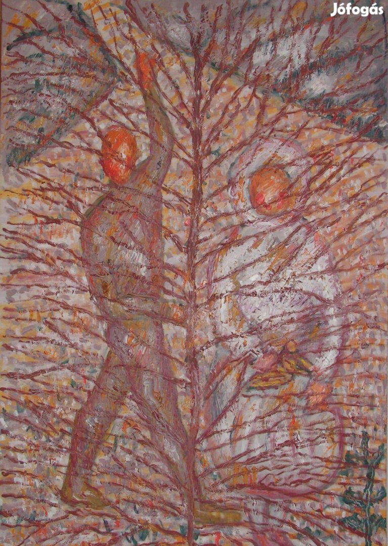 Román György: Tél farost, olaj (100 x 70cm) 1978