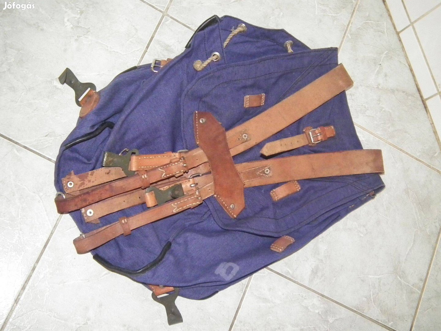 Román Securitate retró kék strapabíró katonai hátizsák