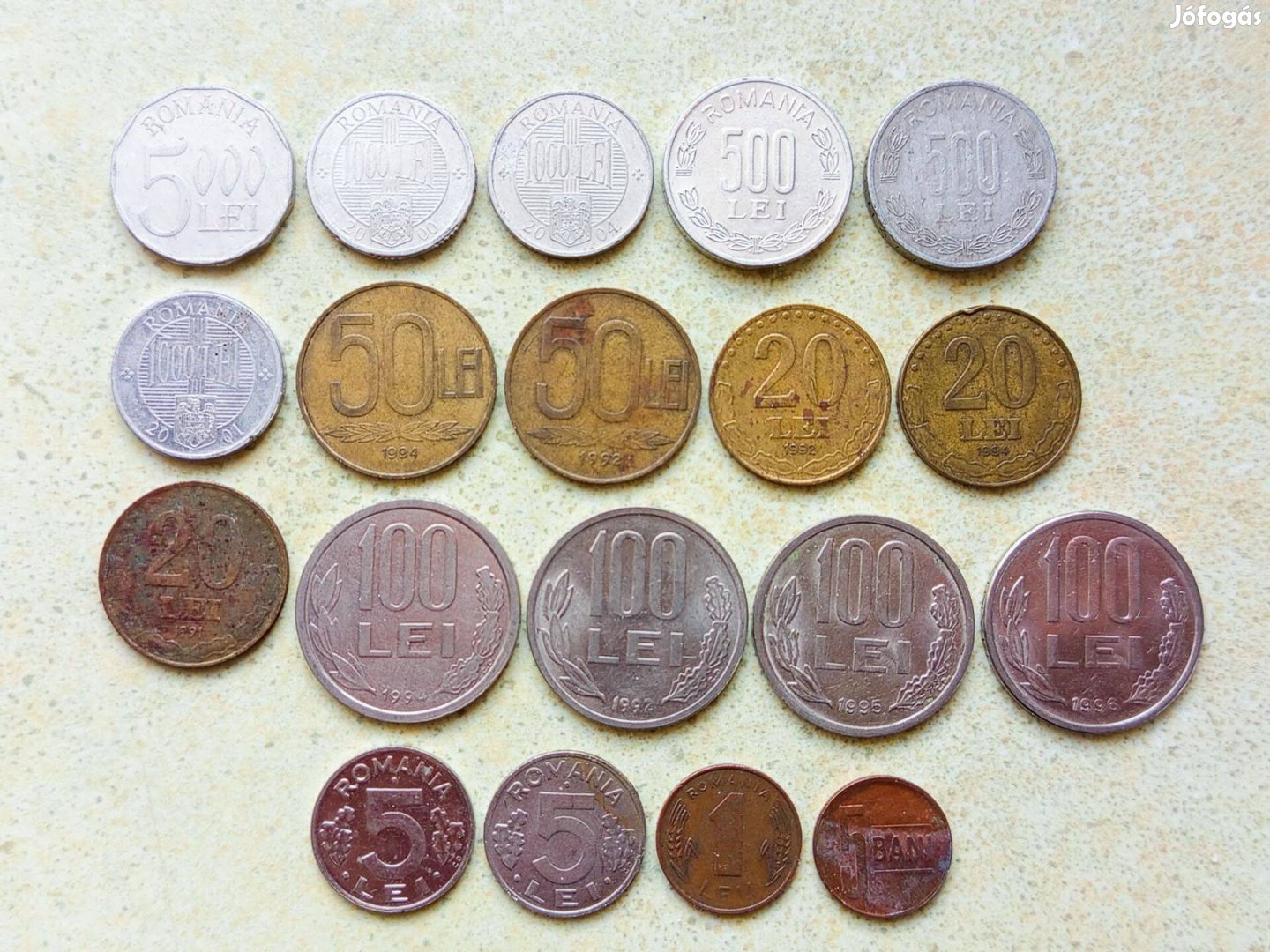 Románia 19 db Különböző Érme 5 Bani Lej Lei 1991-2013