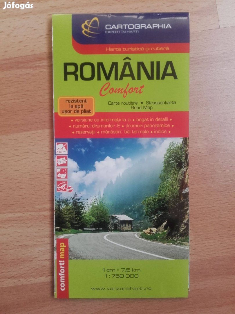 Románia térkép, vízálló, laminált