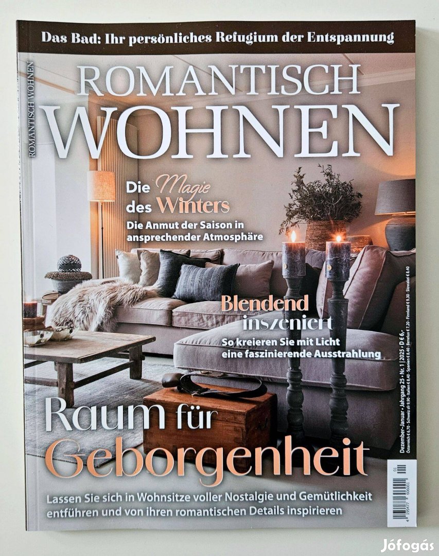 Romantisch Wohnen német nyelvű lakberendezési magazin 2025/1