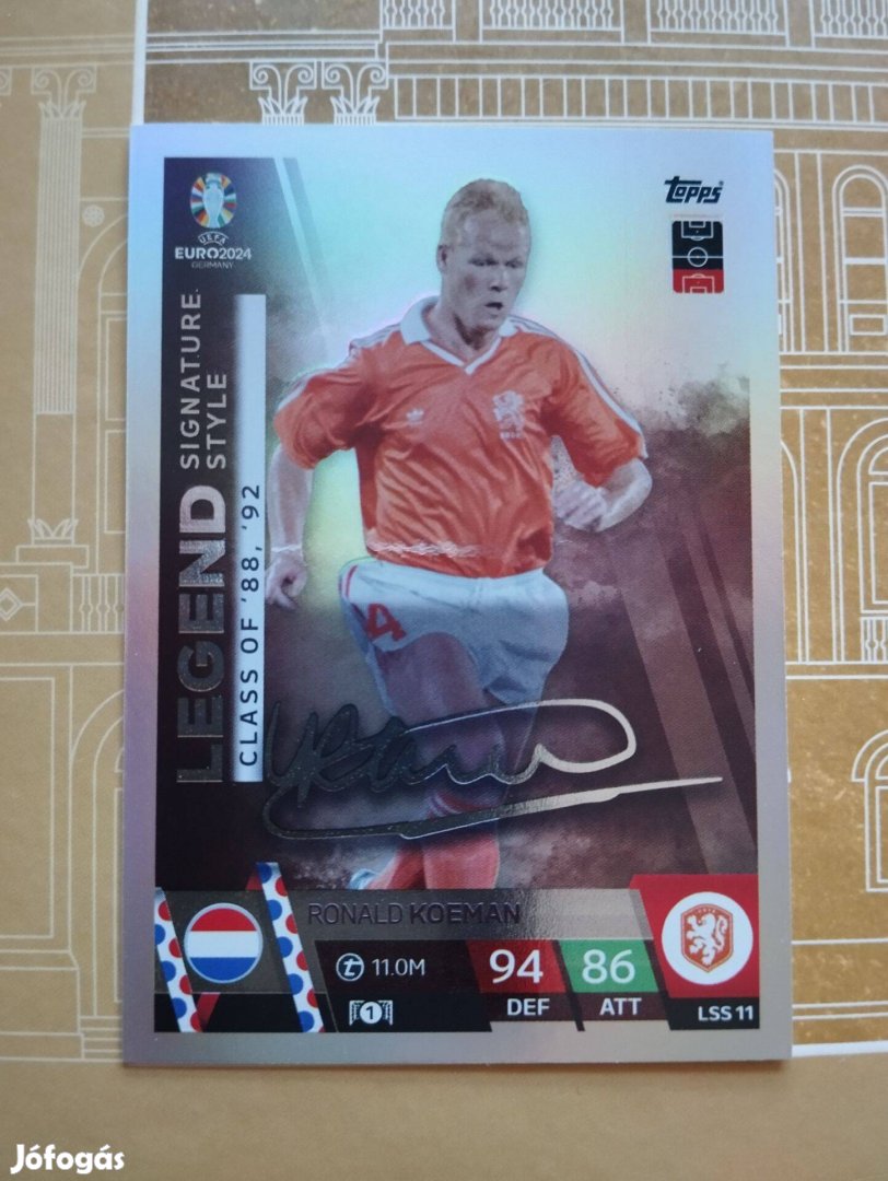 Ronald Koeman (Hollandia) Legend Signature Style Euro 2024 kártya