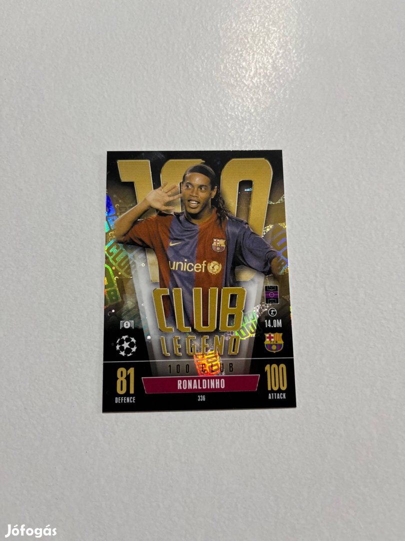 Ronaldinho 100 Club legend focis kártya
