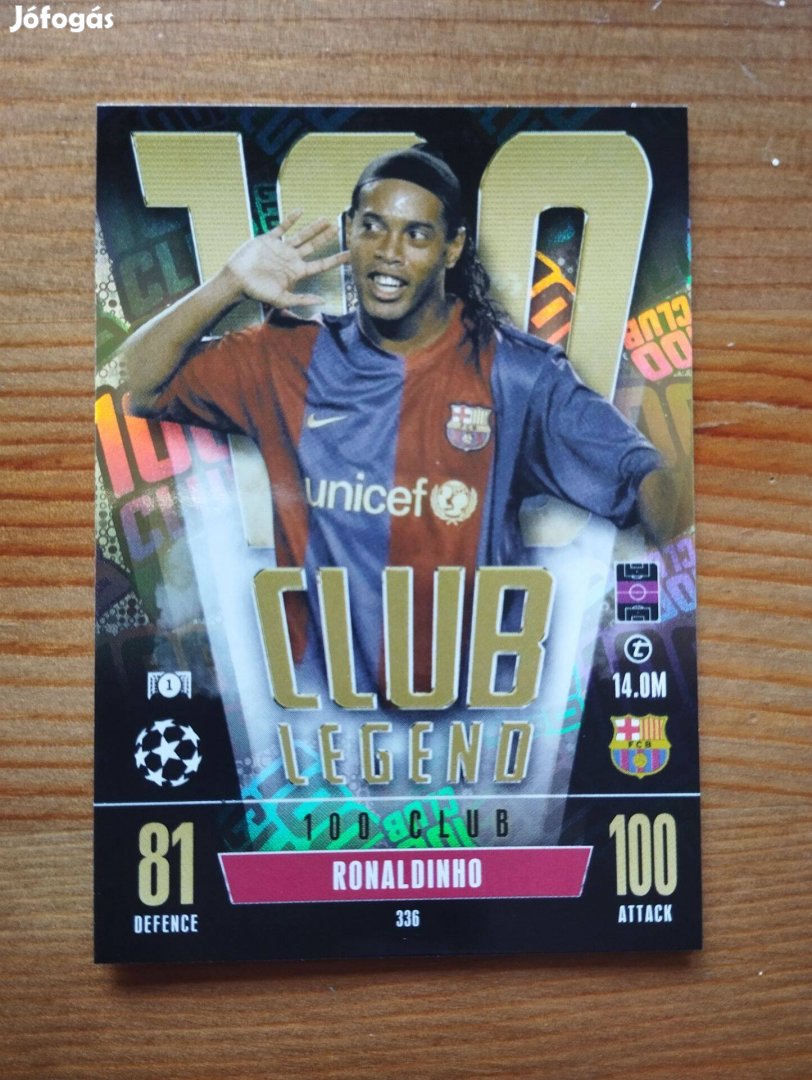 Ronaldinho (Barcelona) 100 Club Bajnokok Ligája Extra 2023 kártya