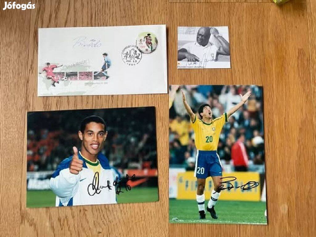 Ronaldinho, Rivaldo, Bebeto, Edu brazil világbajnokok eredeti aláírása