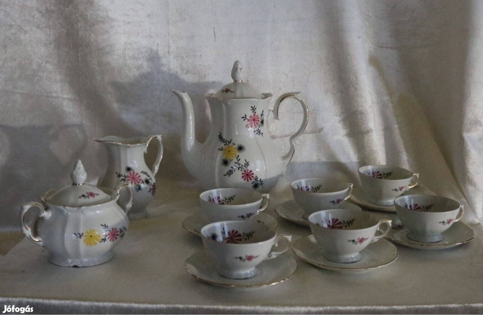 Roschütz porcelán 6 személyes hibátlan kávés teás szett