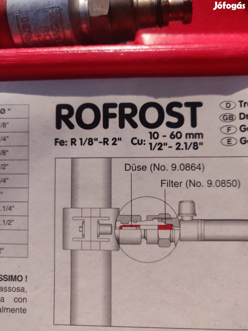 Rosenberger csőfagyasztó Rofrost CO2 szárazjeges