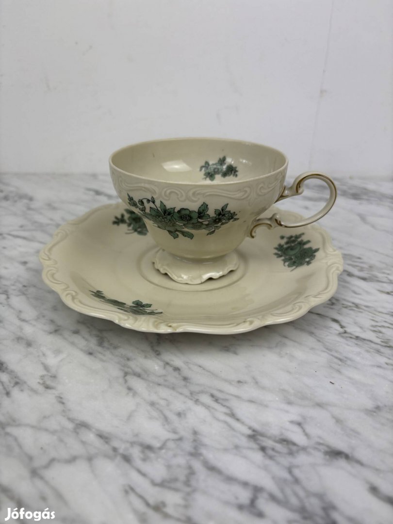 Rosenthal Pompadour Classic Rose zöld rózsás csésze + alátét eladó