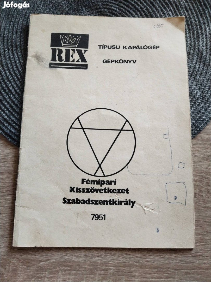 Rotácios kapa Rex gépkönyv eladó.