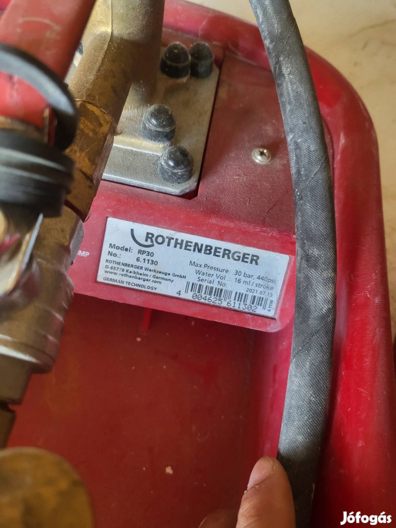 Rothenberger RP30 nyomáspróba pumpa (30 barig) ár/db