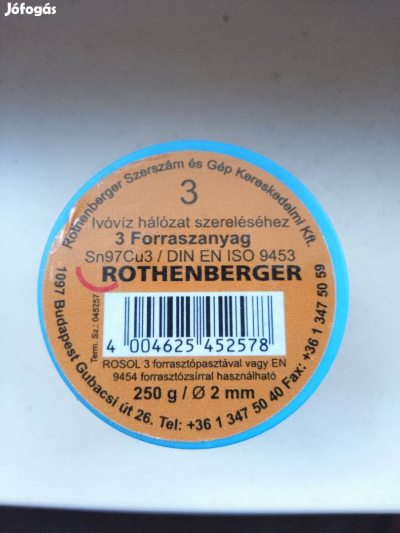 Rothenberger forrasztó ón 2 mm 250 g