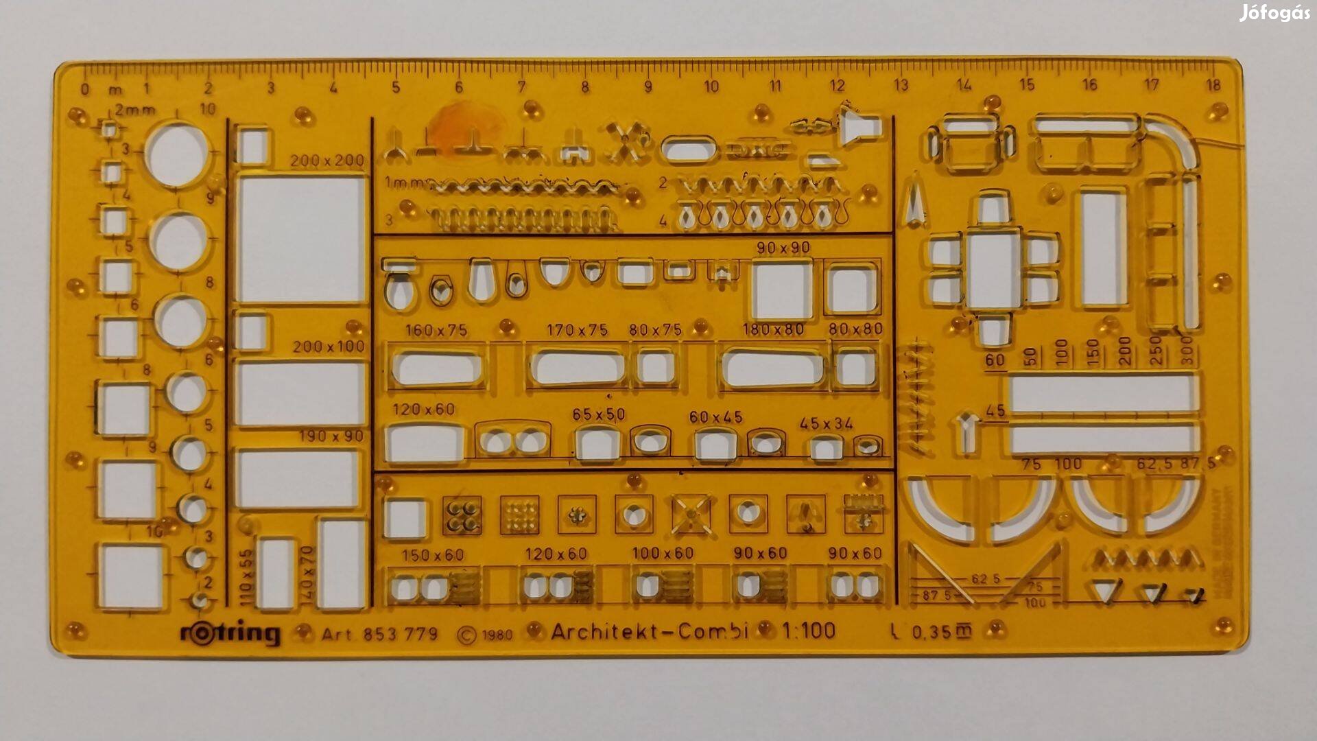 Rotring építész-kombi sablon M 1:100