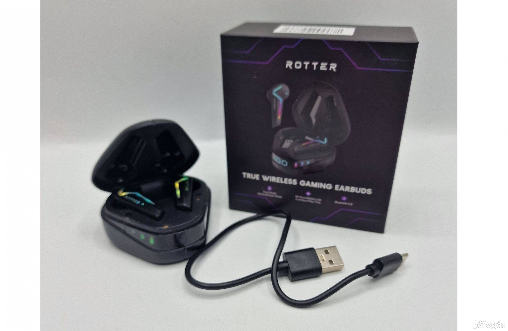 Rotter fülhallgató, digitális kijelző, Bluetooth, zajszűrés, fekete