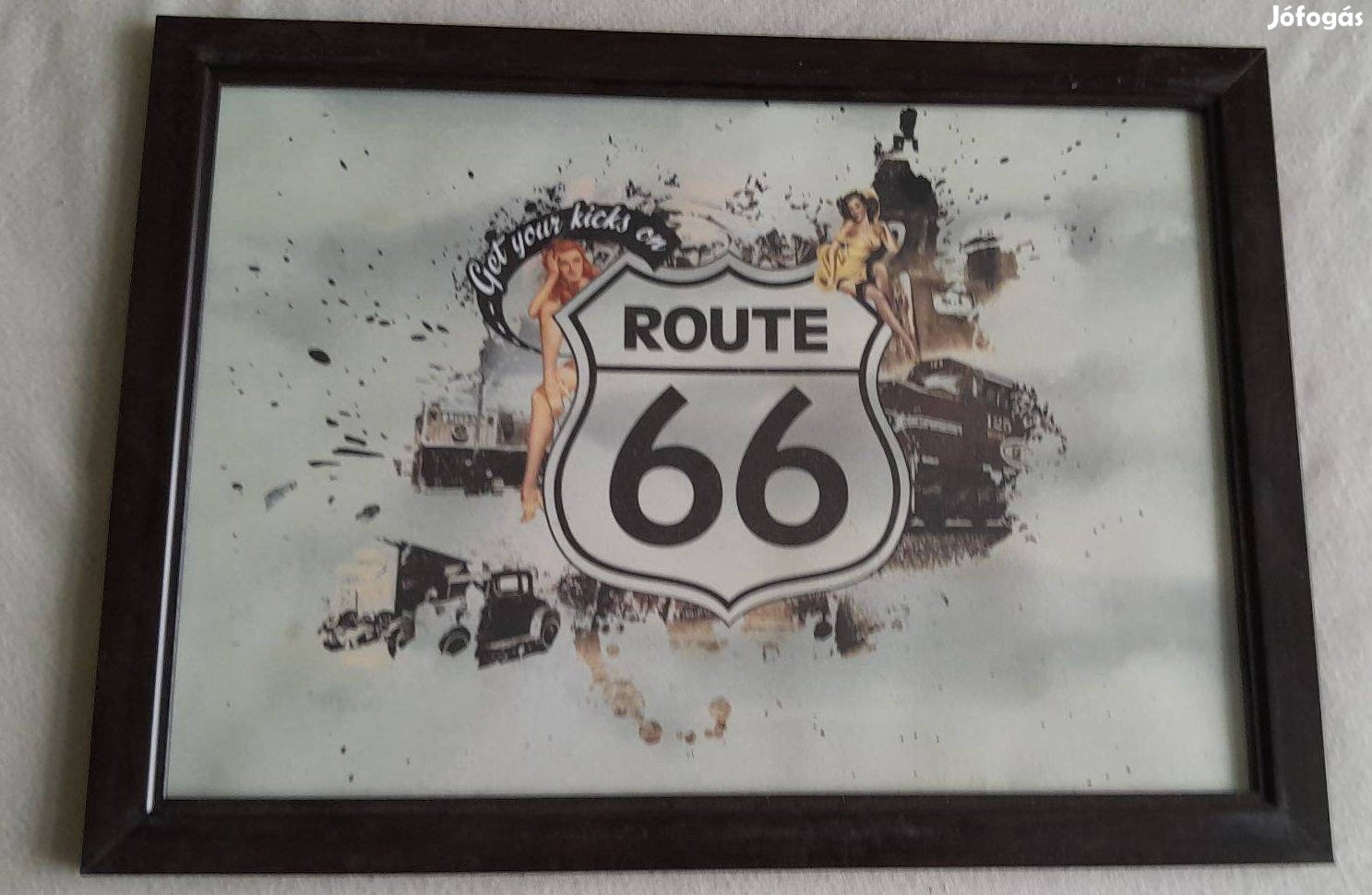 Route 66 keretezett dekorkép 20x30cm