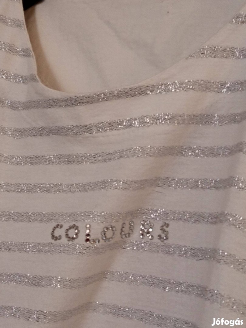 Rövid ujjú ezüst csíkos póló