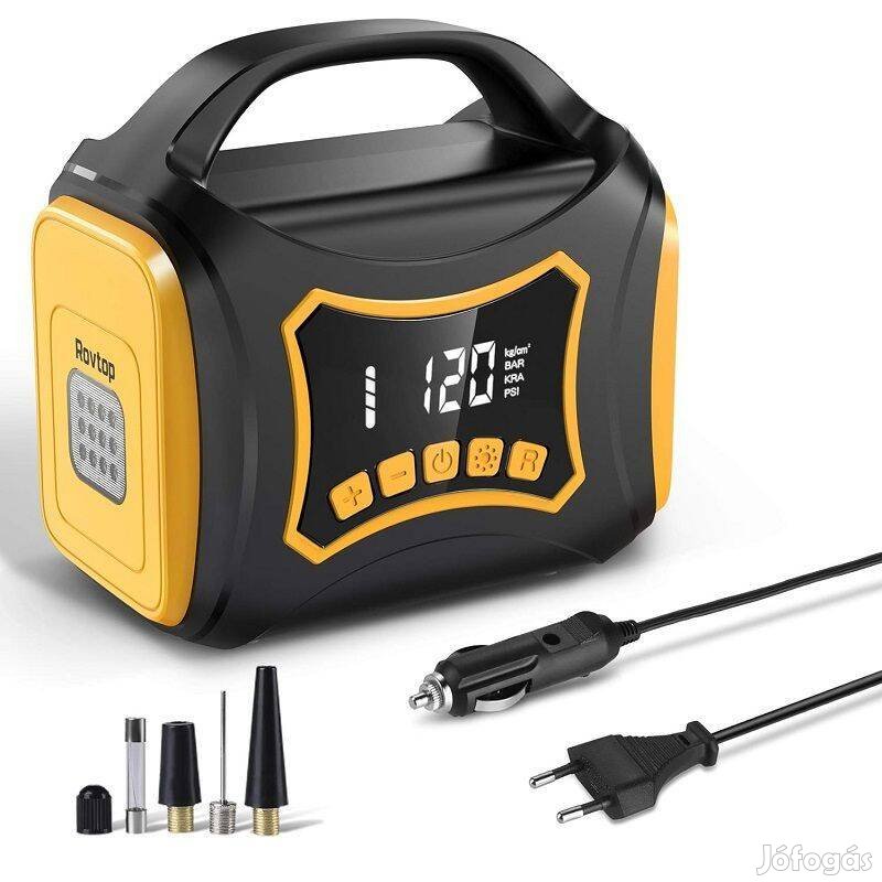 Rovtop Xncp-008 hordozható mini kompresszor, led/Sos világítással