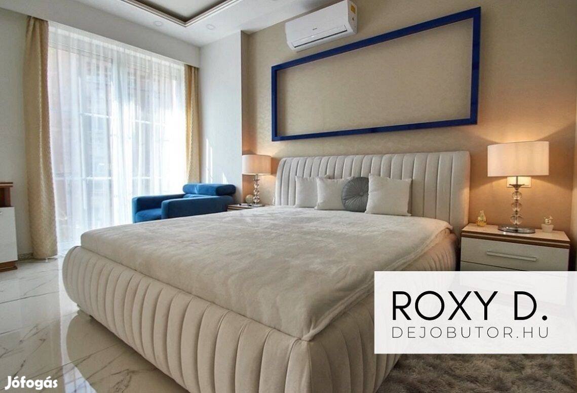 Roxy III. luxus Íves franciaágy betét + ágyneműtartós bézs 140x200 cm