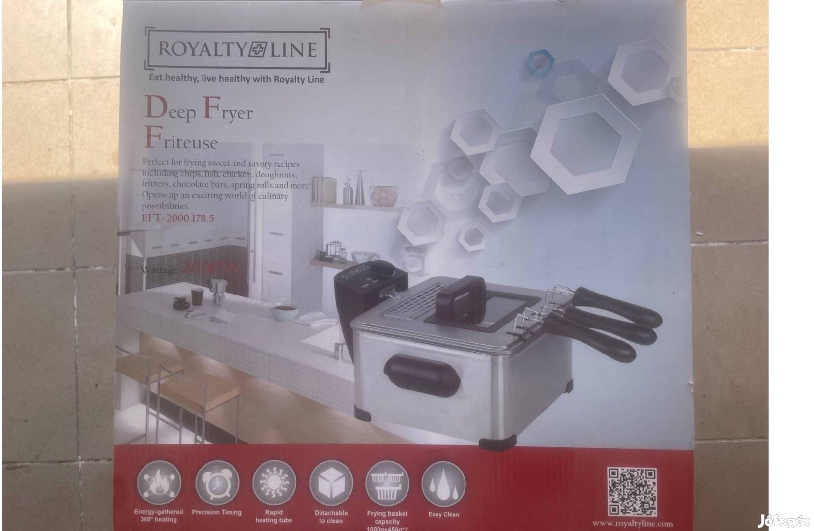 Royalty Line� Olajsütő Rozsdamentes Kosárral, 3 L, 2000 W