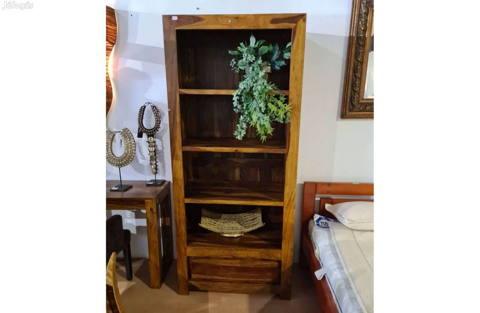 Rózsafa könyves szekrény fiókos egyedi design 195 cm