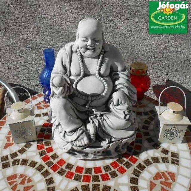 Rózsafüzérrel nevető Buddha szobor