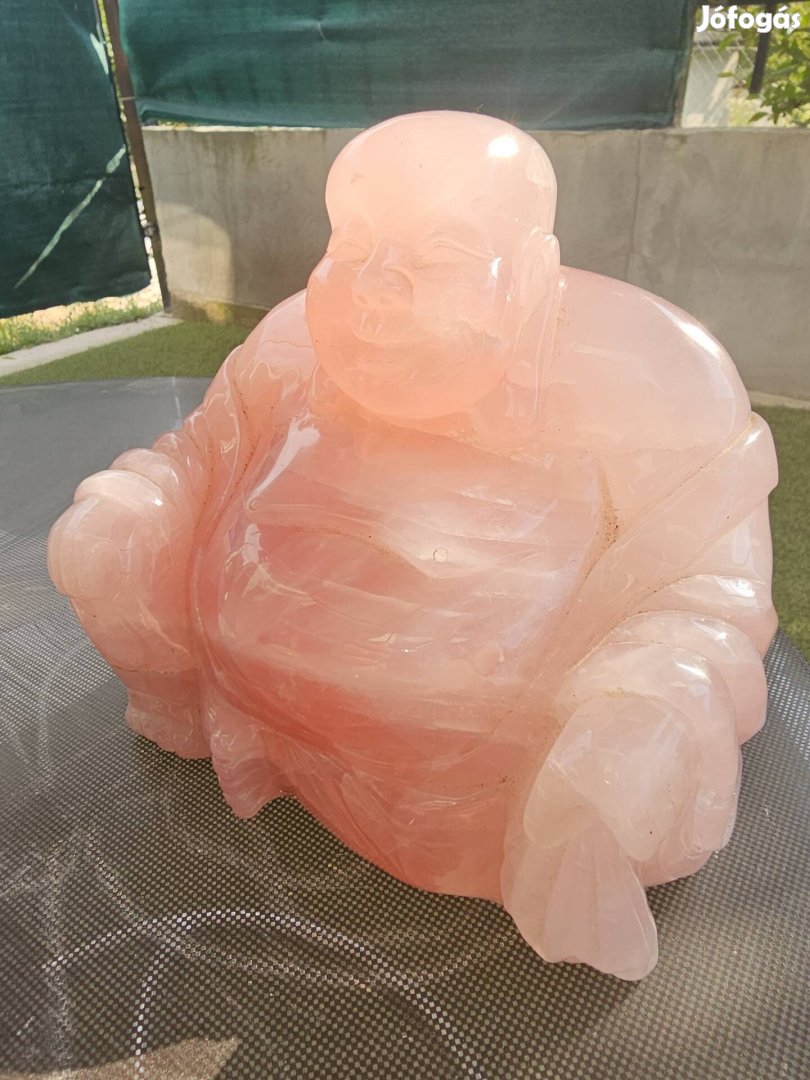 Rózsakvarc Buddha, nagy méret. 3kg