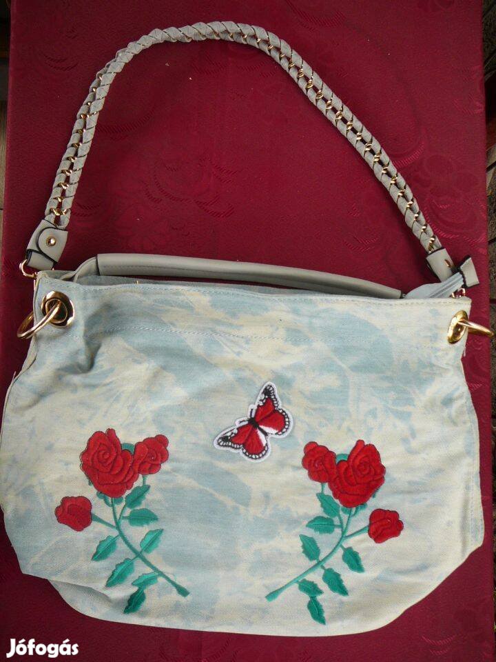 Rózsás farmer kézitáska