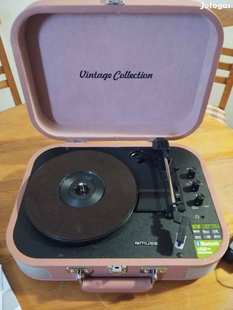 Rózsaszín MUSE MT-201 Btg hordozható vintage lemezjátszó