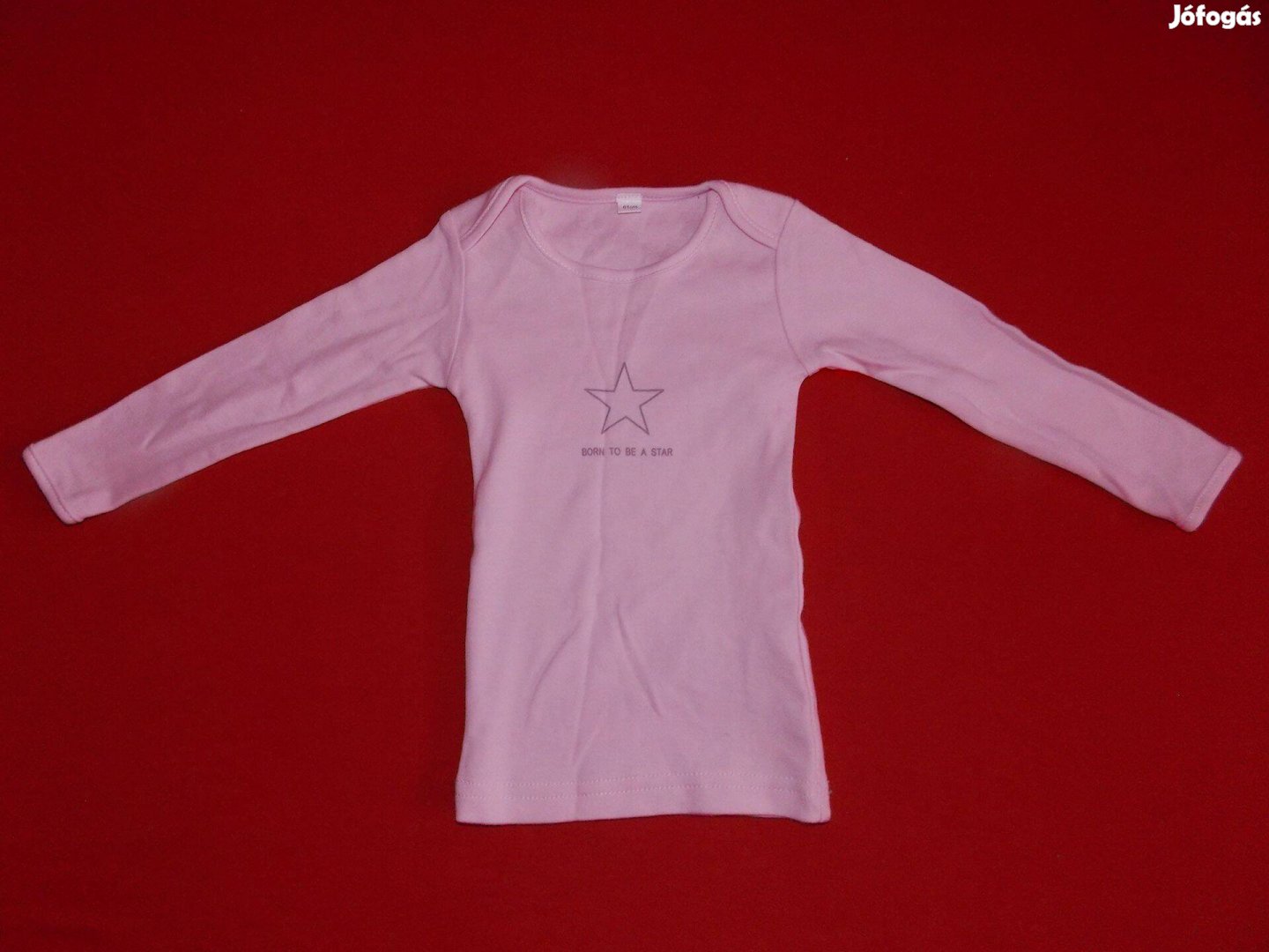 Rózsaszín borítéknyakú hosszú ujjú póló felső 80-as, 1 évesre