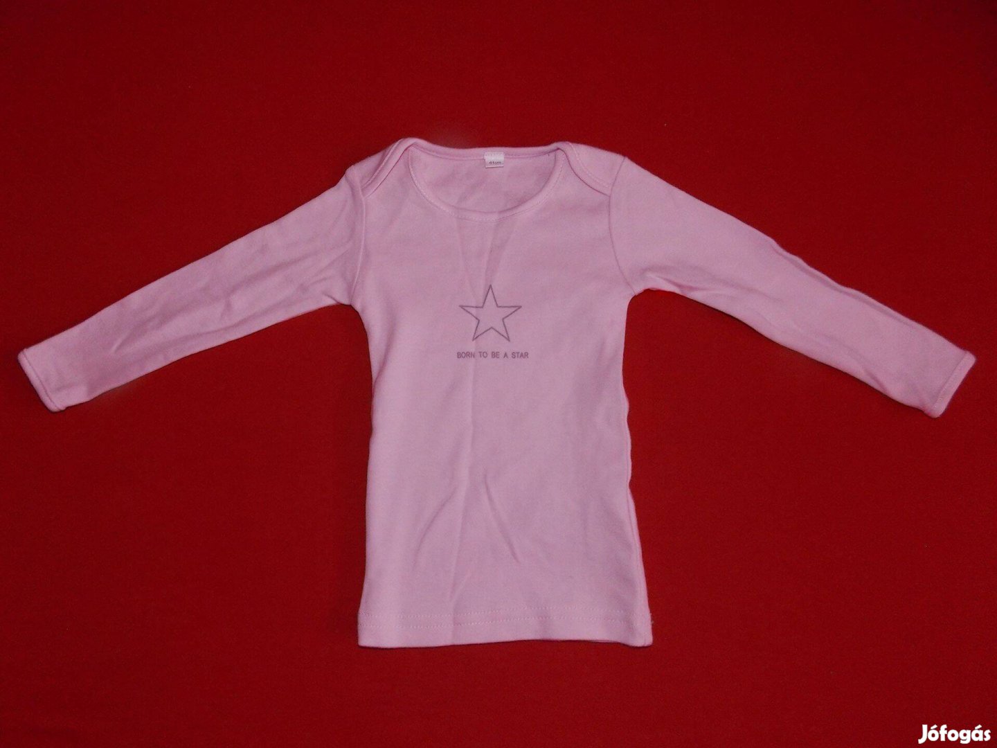 Rózsaszín borítéknyakú hosszú ujjú póló felső 80-as, 1