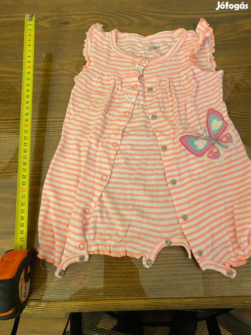 Rózsaszín-fehér csíkos ruha - Lány - 80